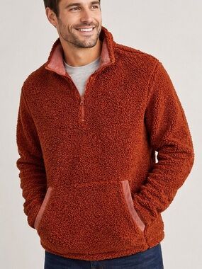 Weatherproof Vintage Sherpa mens XL Pullover 1/4 Zip Fleece Roasted Russet brown